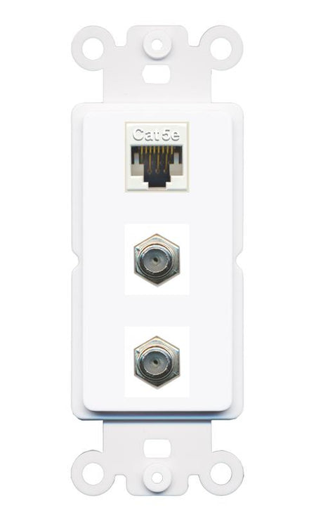 CAT5E 2 COAX Wall Plate [White]