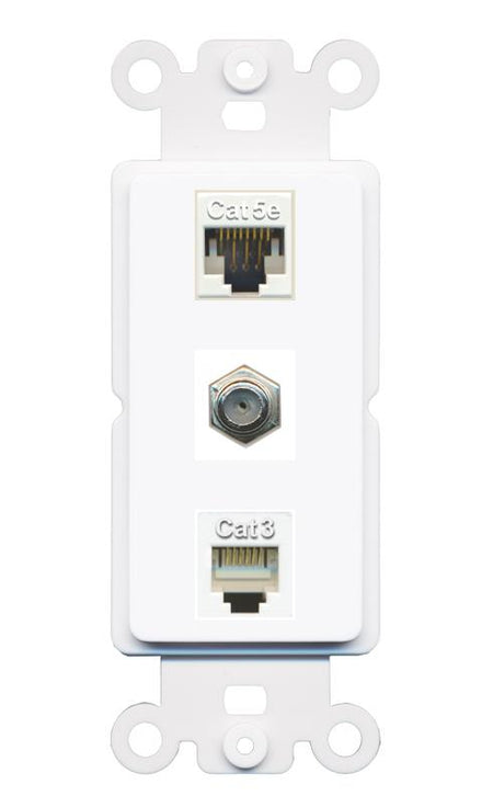 CAT5E COAX PHONE Wall Plate [White]