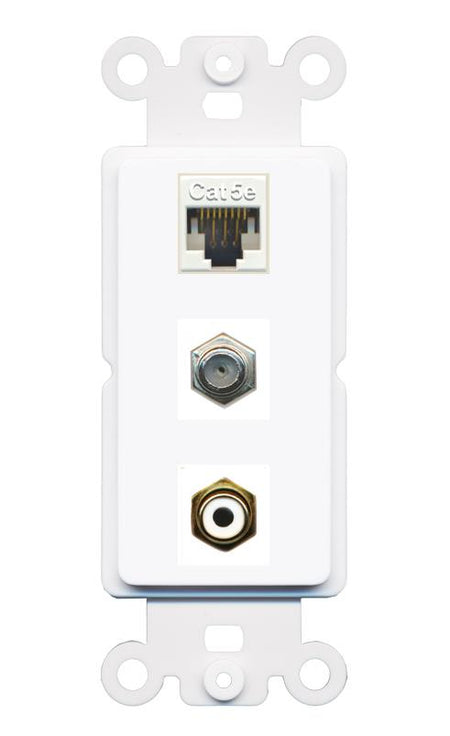 CAT5E COAX RCA-WHITE Wall Plate [White]