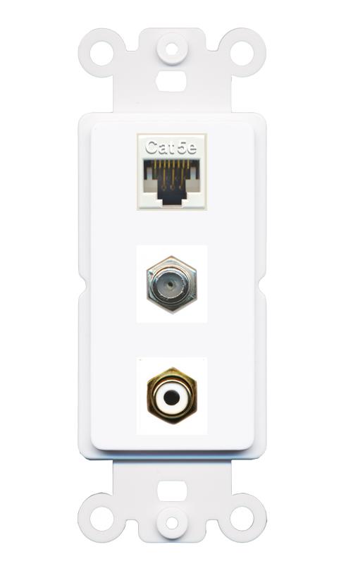 CAT5E COAX RCA-WHITE Wall Plate [White]