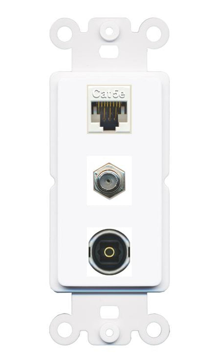 CAT5E COAX TOSLINK Wall Plate [White]