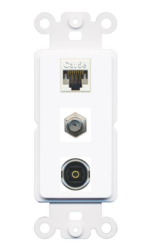 CAT5E COAX TOSLINK Wall Plate [White]
