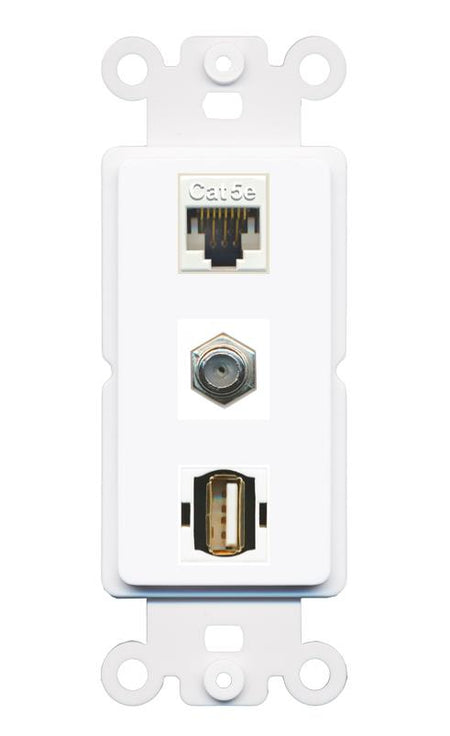 CAT5E COAX USB2 Wall Plate [White]