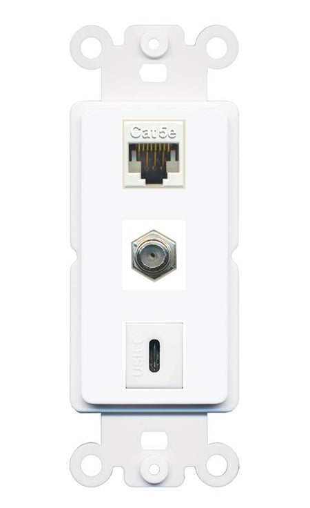 CAT5E COAX USBC Wall Plate [White]