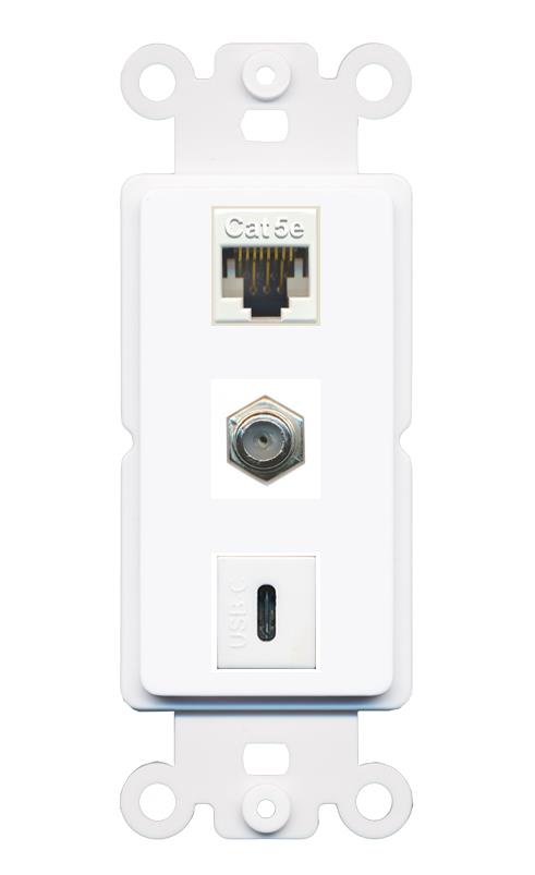 CAT5E COAX USBC Wall Plate [White]