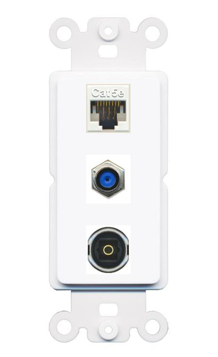 CAT5E F81 TOSLINK Wall Plate [White]