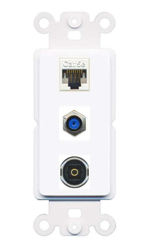 CAT5E F81 TOSLINK Wall Plate [White]