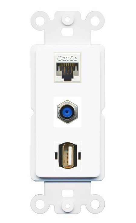 CAT5E F81 USB2 Wall Plate [White]