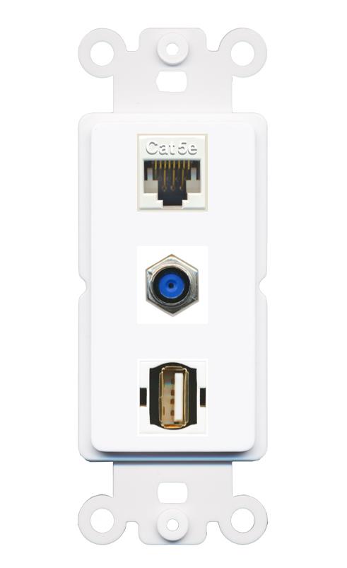 CAT5E F81 USB2 Wall Plate [White]