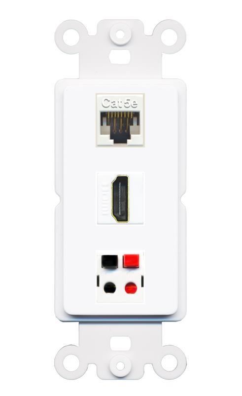 CAT5E HDMI SPEAKER Wall Plate [White]