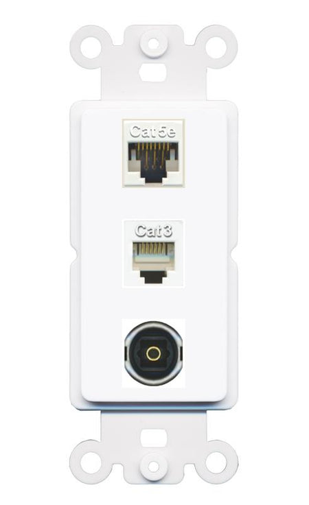 CAT5E PHONE TOSLINK Wall Plate [White]