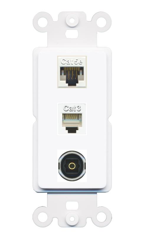CAT5E PHONE TOSLINK Wall Plate [White]