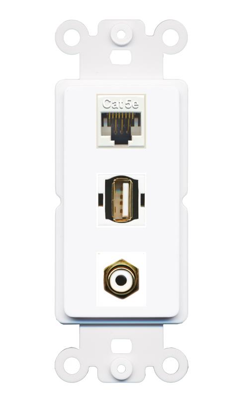 CAT5E RCA-WHITE USB2 Wall Plate [White]