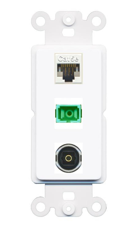 CAT5E SC-APC-SX TOSLINK Wall Plate [White]