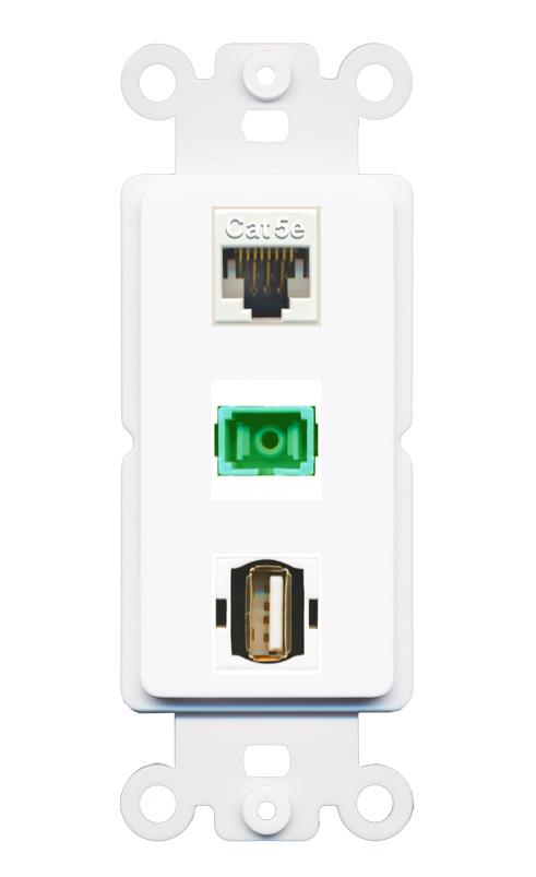 CAT5E SC-APC-SX USB2 Wall Plate [White]
