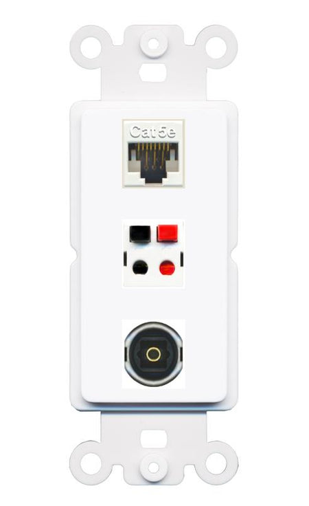 CAT5E SPEAKER TOSLINK Wall Plate [White]