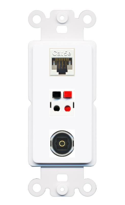CAT5E SPEAKER TOSLINK Wall Plate [White]