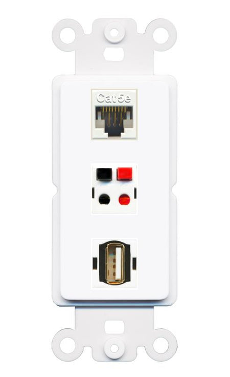 CAT5E SPEAKER USB2 Wall Plate [White]