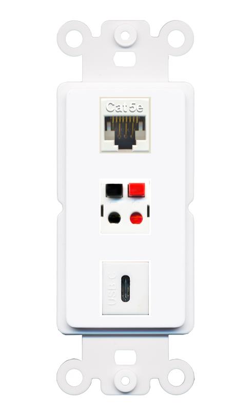 CAT5E SPEAKER USBC Wall Plate [White]