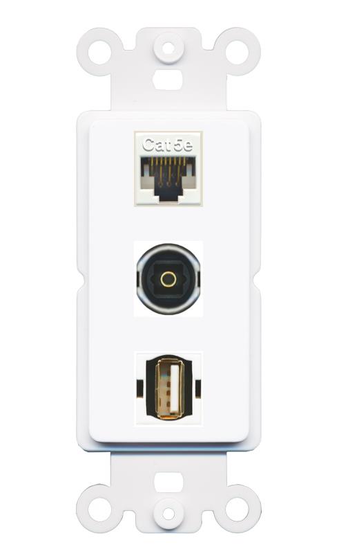 CAT5E TOSLINK USB2 Wall Plate [White]