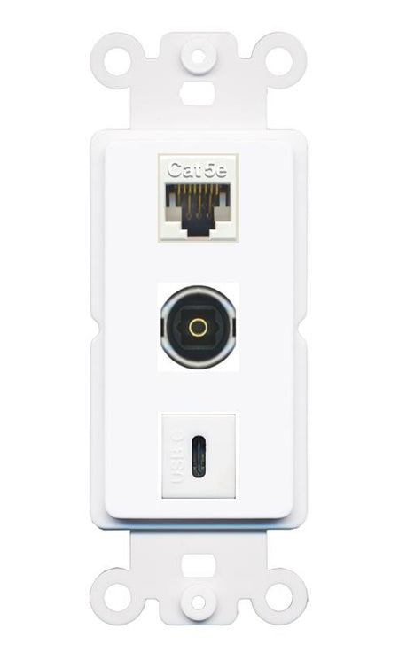 CAT5E TOSLINK USBC Wall Plate [White]