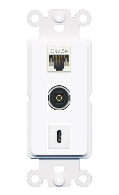 CAT5E TOSLINK USBC Wall Plate [White]