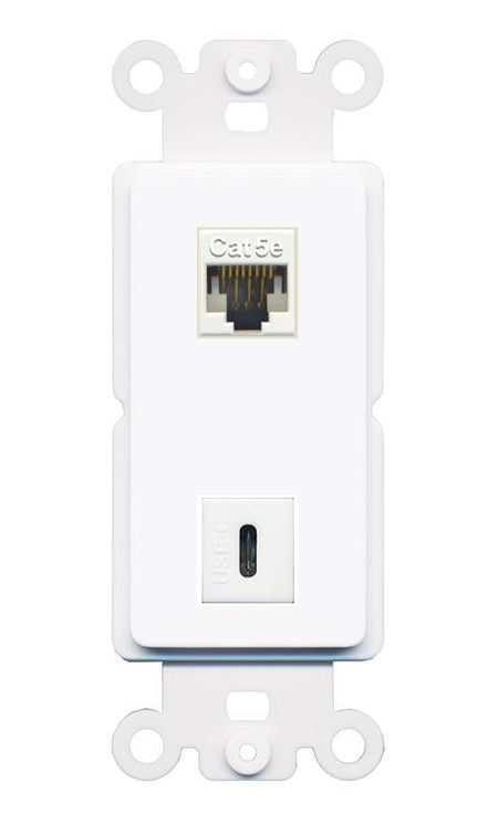 CAT5E USBC Rocker Insert Module Wall Plate [White]