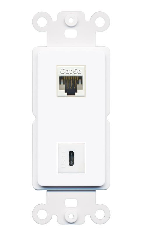 CAT5E USBC Rocker Insert Module Wall Plate [White]