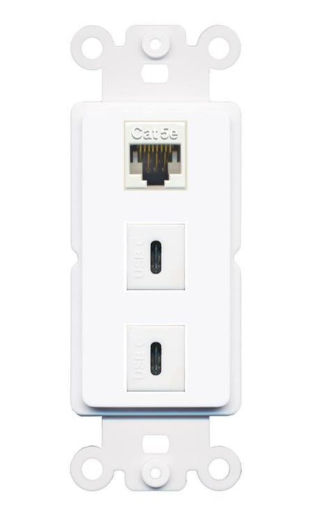 CAT5E 2 USBC Wall Plate [White]
