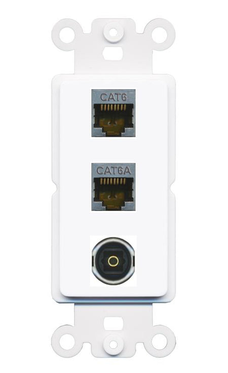 CAT6-SHIELDED CAT6A TOSLINK Wall Plate [White]