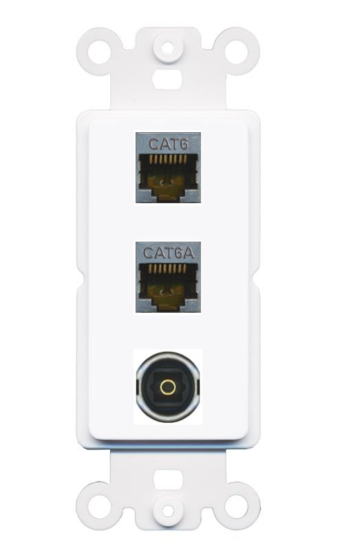 CAT6-SHIELDED CAT6A TOSLINK Wall Plate [White]