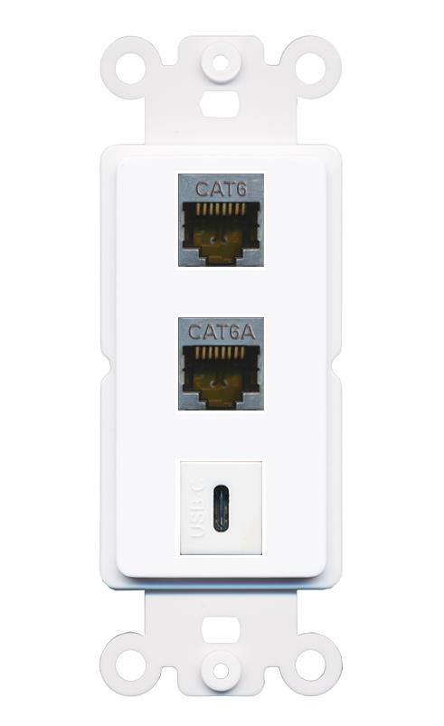 CAT6-SHIELDED CAT6A USBC Wall Plate [White]