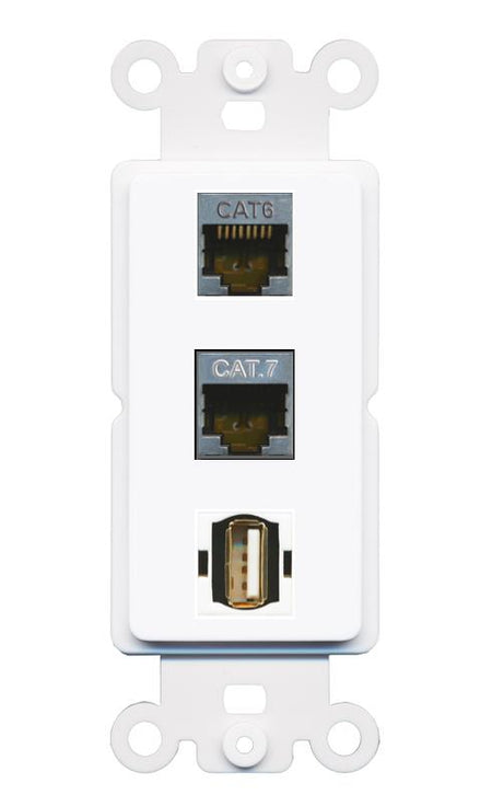 CAT6-SHIELDED CAT7 USB2 Wall Plate [White]