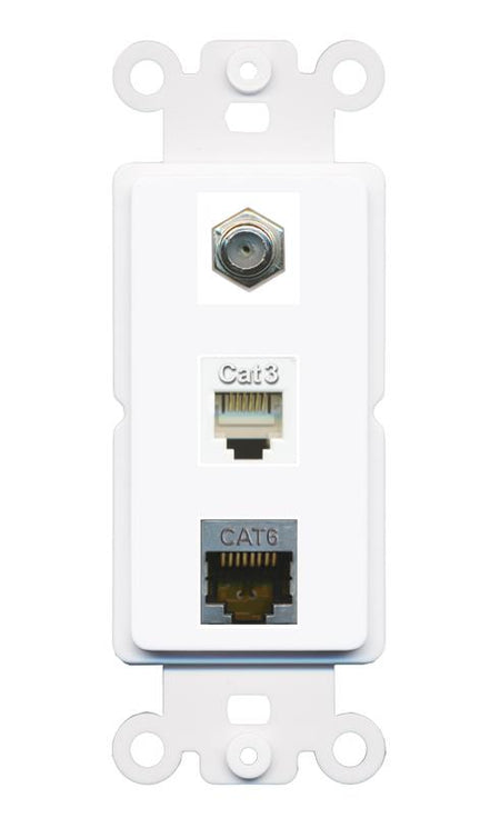 CAT6-SHIELDED COAX PHONE Wall Plate [White]