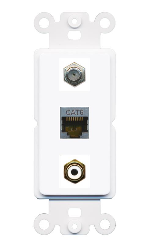 CAT6-SHIELDED COAX RCA-WHITE Wall Plate [White]