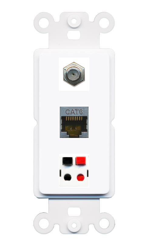 CAT6-SHIELDED COAX SPEAKER Wall Plate [White]
