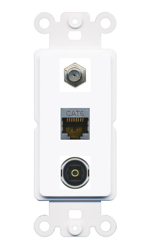 CAT6-SHIELDED COAX TOSLINK Wall Plate [White]