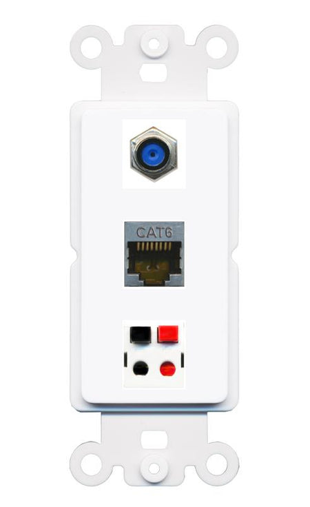 CAT6-SHIELDED F81 SPEAKER Wall Plate [White]