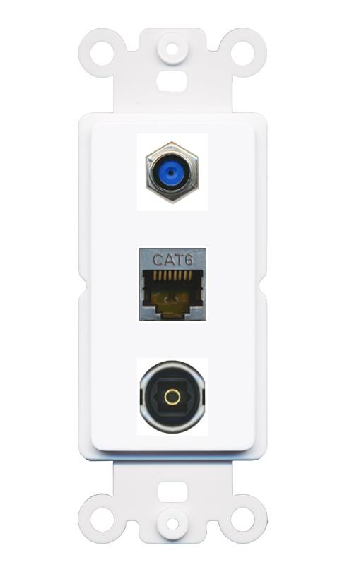 CAT6-SHIELDED F81 TOSLINK Wall Plate [White]