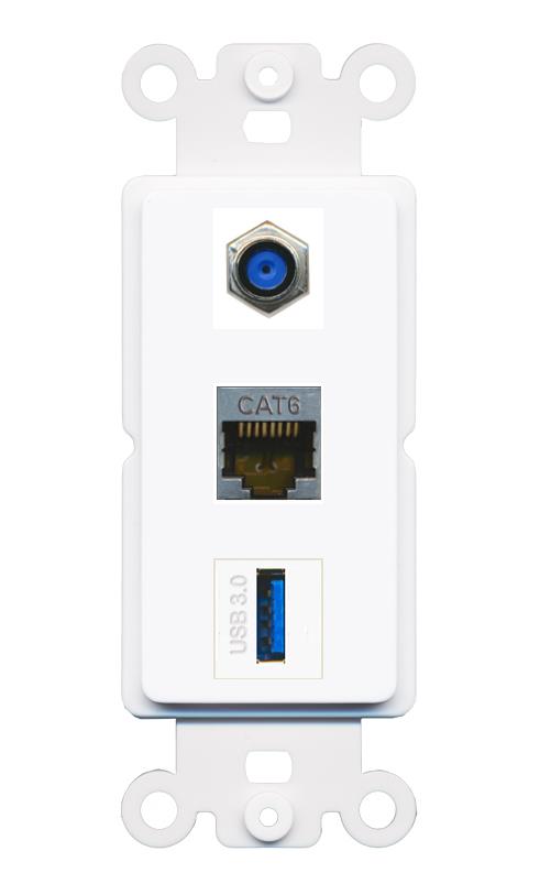 CAT6-SHIELDED F81 USB-3 Wall Plate [White]