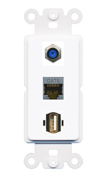 CAT6-SHIELDED F81 USB2 Wall Plate [White]