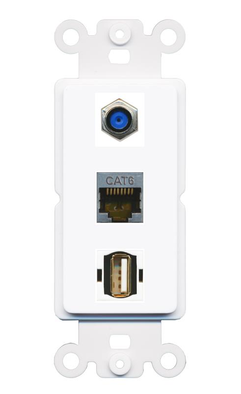 CAT6-SHIELDED F81 USB2 Wall Plate [White]