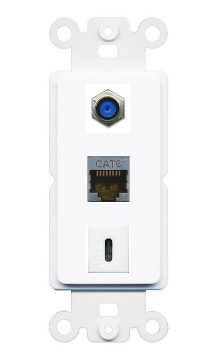 CAT6-SHIELDED F81 USBC Wall Plate [White]