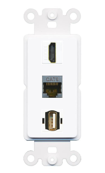 CAT6-SHIELDED HDMI USB2 Wall Plate [White]