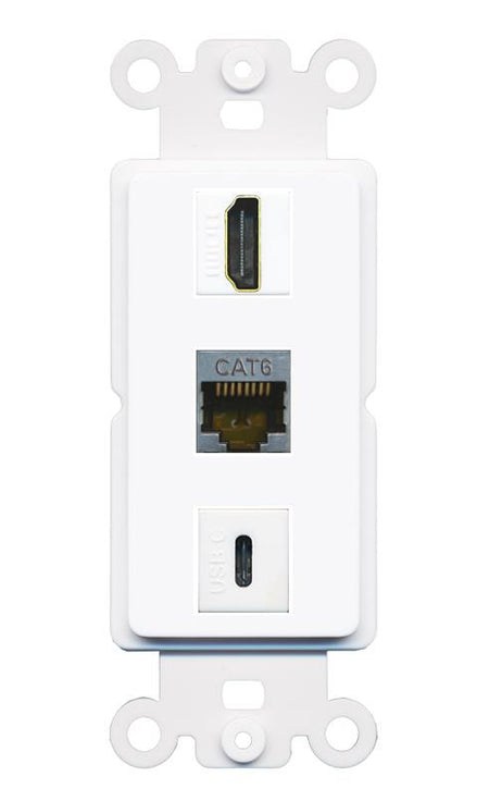 CAT6-SHIELDED HDMI USBC Wall Plate [White]