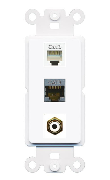 CAT6-SHIELDED PHONE RCA-WHITE Wall Plate [White]