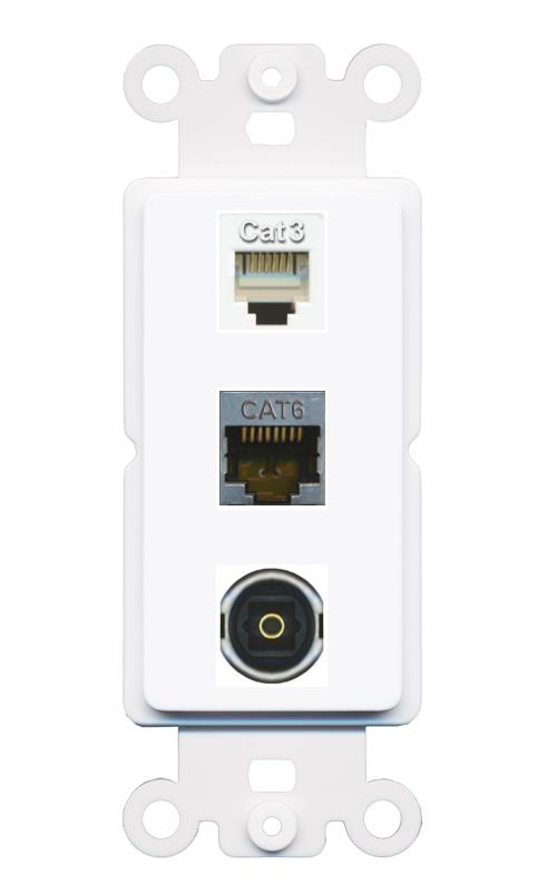 CAT6-SHIELDED PHONE TOSLINK Wall Plate [White]