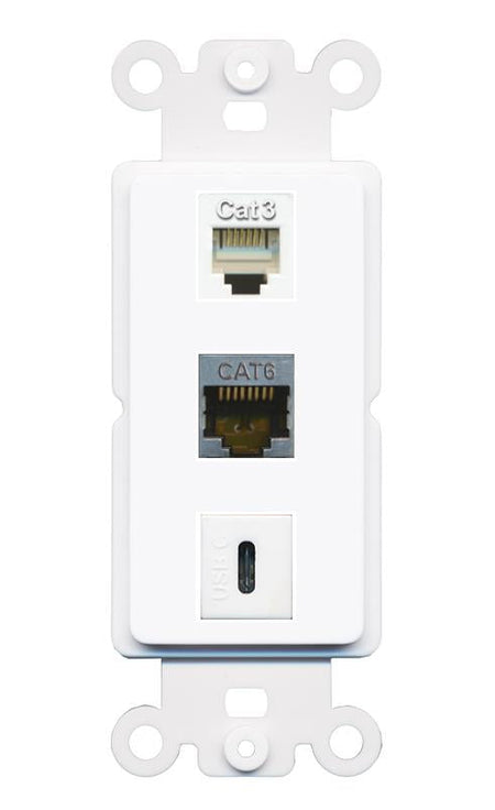 CAT6-SHIELDED PHONE USBC Wall Plate [White]
