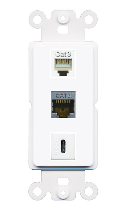 CAT6-SHIELDED PHONE USBC Wall Plate [White]