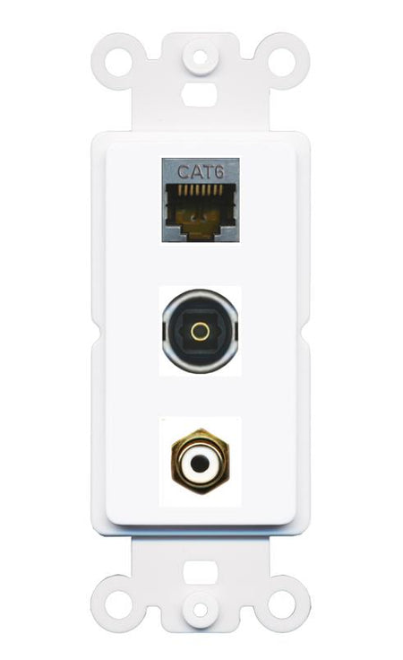 CAT6-SHIELDED RCA-WHITE TOSLINK Wall Plate [White]